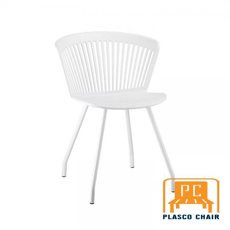 What are plastic chairs with metal legs?